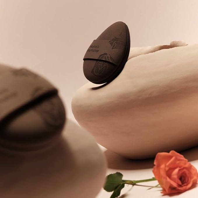 Rose Tatami Makeup Sponge Set,Double-Sided Egg Shape Rubycell for Liquid Foundations, Non-Absorbent & Fast Blending,Soft, Fluffy & Bouncy, 2 Beauty Puffs &Storage Case