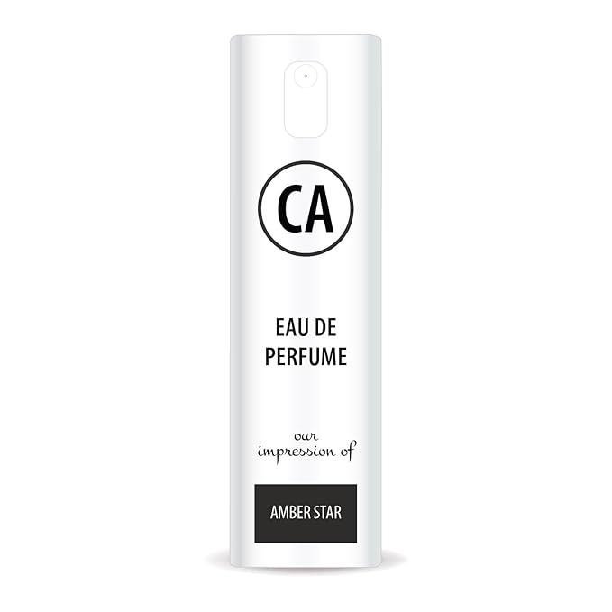 CA Perfume Impression of Amber Star Unisex Eau De Parfum Amber Woody Scent Long Lasting Unisex Fragrance Travel Size TSA Ready for Day and Night Wear 0.33 Fl Oz 10ml