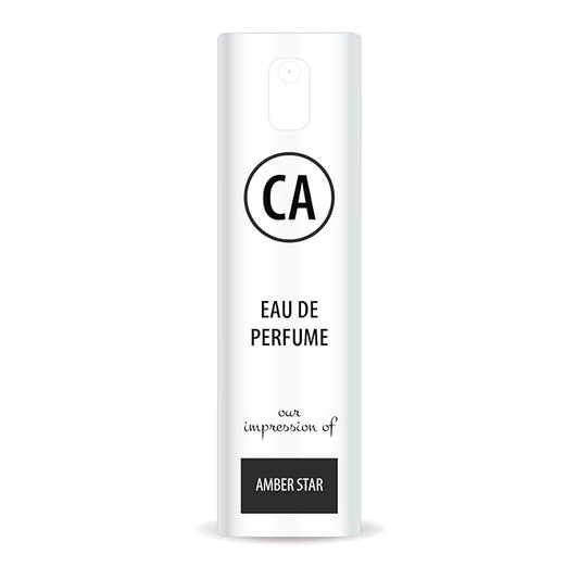 CA Perfume Impression of Amber Star Unisex Eau De Parfum Amber Woody Scent Long Lasting Unisex Fragrance Travel Size TSA Ready for Day and Night Wear 0.33 Fl Oz 10ml