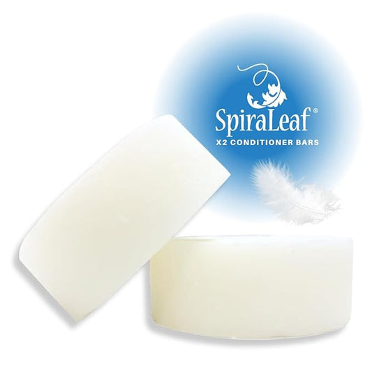 Spiraleaf Solid Conditioner Bars x2 – UNSCENTED Conditioner Bars, All Hair Types, Rich Nourishing Oils, Fragrance-Free, Dye-Free, Concentrated Formula, Crafted in the USA