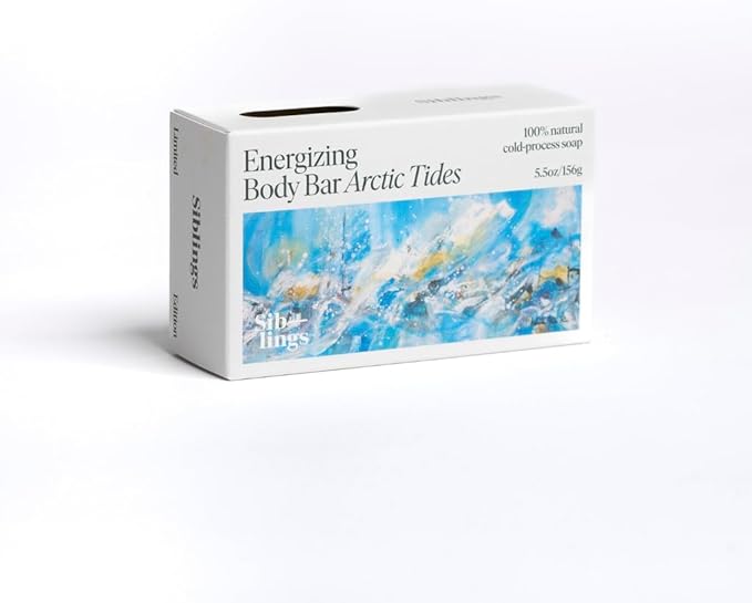 Siblings Essentials, Energizing Body Bar, Rejuvenating Body Bar Soap (Arctic Tides) Revitalize Dull Dry Skin, Natural Botanical and Essential Oils