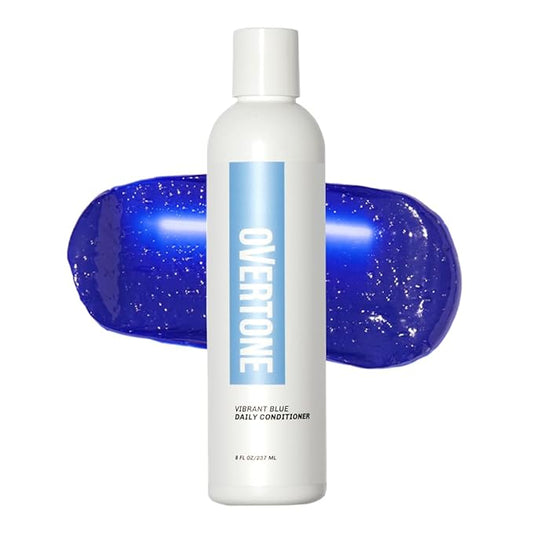 Overtone Daily Color Depositing Conditioner, Vibrant Blue, 8oz, Hydrating, Damage-Free Temporary Hair Color for All Hair Types with Shea Butter & Coconut Oil, Vegan & Cruelty-Free