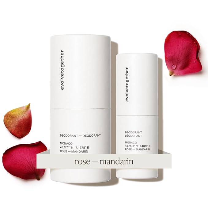 evolvetogether Aluminum Free Natural Deodorant Duo for Women & Men | Mandarin, Oud & Patchouli | Neutralizes Odors, Soothes Skin | Vegan, Cruelty-Free, Baking Soda Free | Made in USA (Monaco 1.69 Oz)