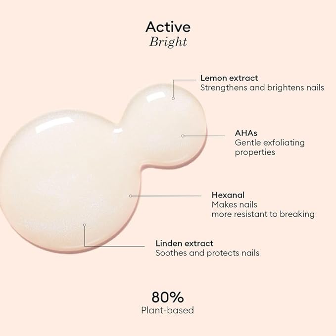 Manucurist Active Bright All in One Nail Perfector: Brightening Treatment Polish & Care - No Lamp - Vegan & Made in France - White Nail Polish - Nail Whitener & Brightener - Nail Strengthener