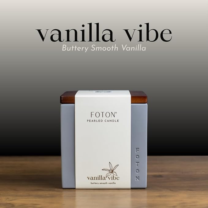 Foton Pearled Candle Multipack Le Cube Concrete Vase Set (2 x 16 Oz) - Vanilla Vibe Scented - Refillable Jar Scented Candle Sand with 15 Wicks Each - Natural Non-Toxic Decorative Candles for Home