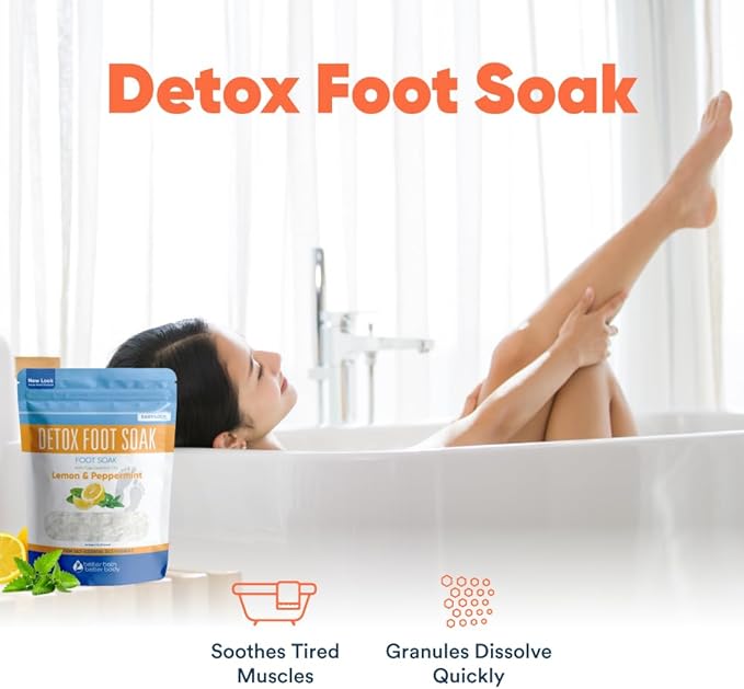 Detox Foot Soak (2 LBs) Epsom Salt Foot Soak with Lemon & Peppermint Essential Oils