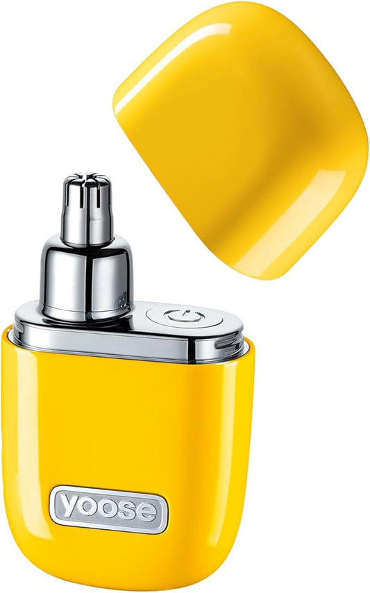 yoose Nose Hair Trimmer, Alloy Portable Painless Nose Hair Trimmer for Men Women, IPX7 Waterproof, Travel Size, USB-C Rechargeable Nose Trimmer with Dust Protection Cap, Dual Edge Blade, Yellow