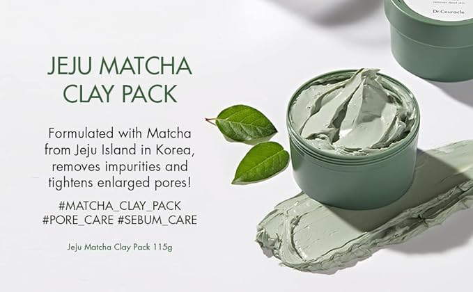 leegeehaam Dr.Ceuracle Jeju Matcha Clay Pack - Wash-Off Type Clay Facial Mask Pack for Cleansing Pore and Detoxifying Dull Skin, Korean Skincare for Stocking Stuffers (115g / 4.05 oz)