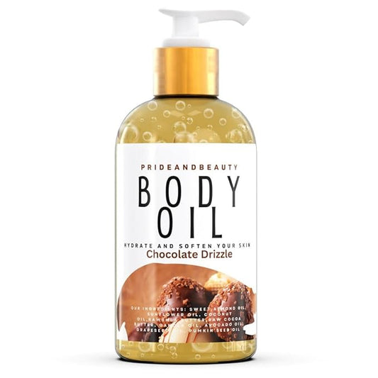 PrideandBeauty After Shower Oil. Skin Hydrating Oil. Body Oil Scented. Body Oils For Women Dry Skin. (Vanilla Buttercream) (8 OUNCES, Chocolate Bark)