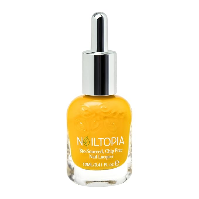 Nailtopia - Plant-Based Chip Free Nail Lacquer - Non Toxic, Bio-Sourced, Long-Lasting, Strengthening Polish - Glow Up (Vibrant Mustard Yellow) - 0.41oz