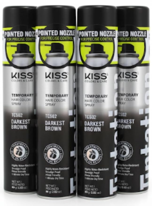 Tintation Temporary Hair Color Spray, 2.82 oz Darkest Brown, (Pack of 4)