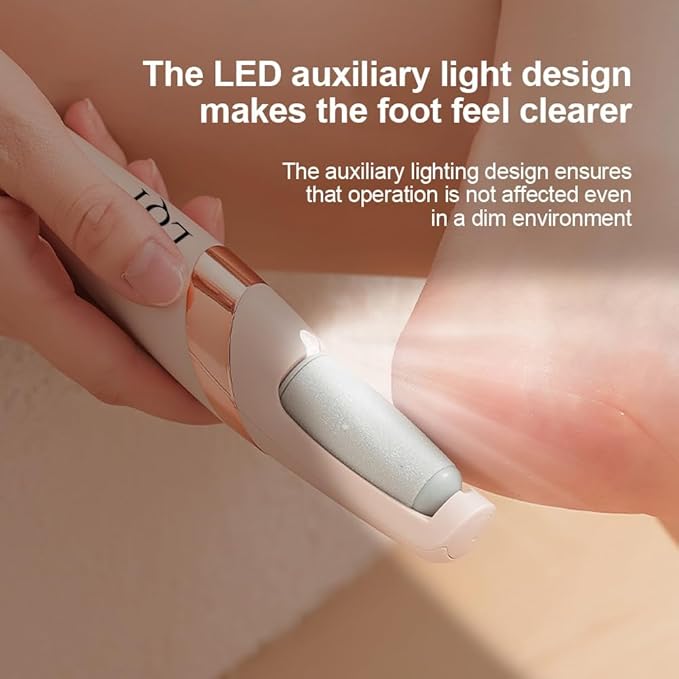 LQT® Electric Foot File – Rechargeable Callus Remover for Hard, Cracked Skin – at-Home Pedicure Kit for Smooth Feet (Men & Women) (Pink)