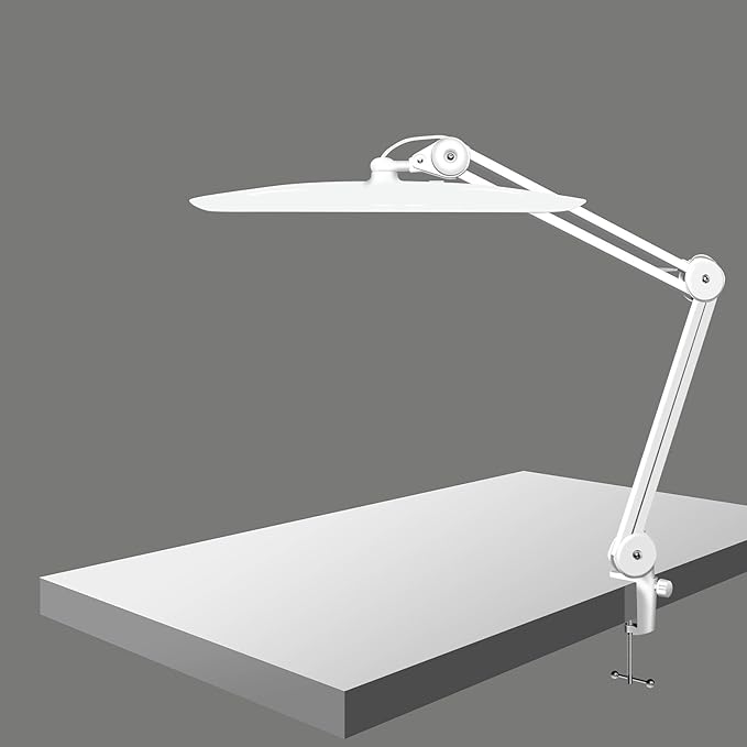 3500 Lumen Led Desk Lamp, 38W Nail Tech Table Lamp Adjustable High Light Dimmable Task Lamp for Home Office Beauty Salon Workbench, Shadowless Lighting - Luxury White (Universal Manicure Table Clamp)