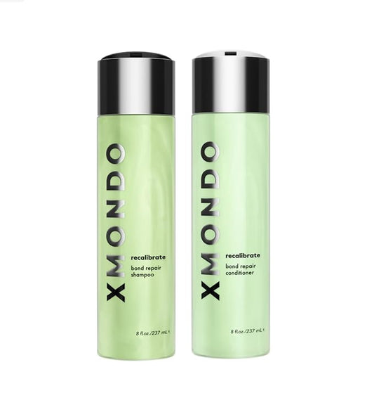 XMONDO Hair Recalibrate Bond Repair Shampoo & Conditioner Bundle - Vegan Formula with Maracuja Oil, Hyaluronic Acid, & Bond Building Technology to Restore & Reseal Dry Damaged Hair, 8 fl Oz, 2pc Set