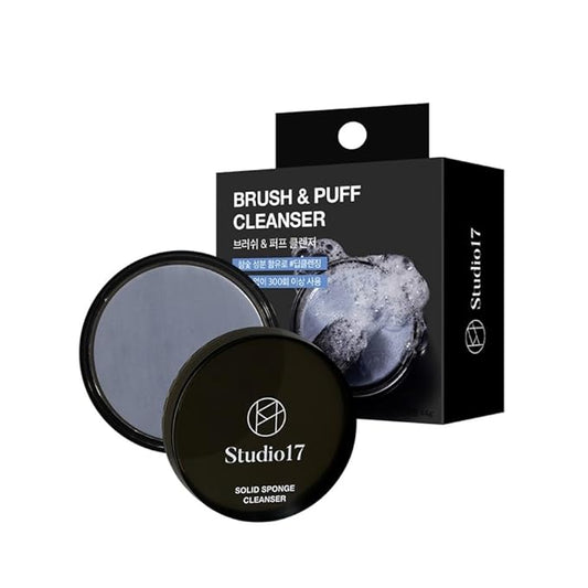 Solid Makeup Brush Cleaner 300+ Usage | Convenient Makeup Cleaner for Both Brushes & Puffs | Cosmetic Brush Cleaner Charcoal Included | Compact Size