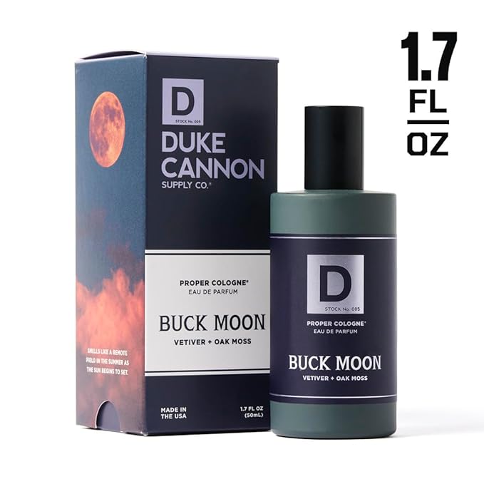 Duke Cannon Proper Cologne Buck Moon | Men's Eau de Parfum | Lime and Vetiver | Warm, Earthy, Long-Lasting Scent | 1.7 fl oz