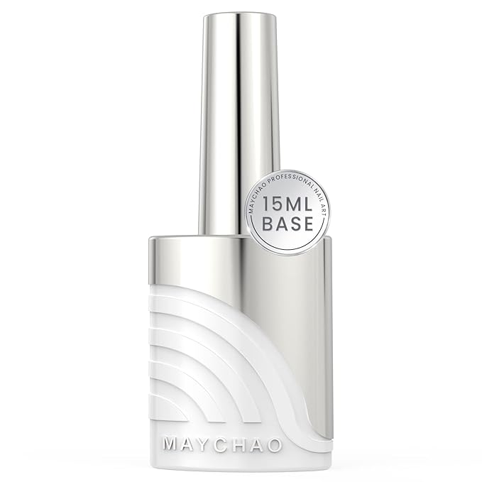 MAYCHAO Clear Gel Base Coat, 15ml No Wipe Sheer Base Coat Soak Off Nail Lamp Transparent Translucent Gel Nail Polish Long Lasting for Home Nail DIY Manicure, 0.5 OZ