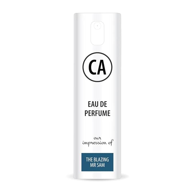 CA Perfume Impression of The Blazing Mr Sam for Men Eau De Parfum Woody Spicy Scent Long Lasting Cologne for Men Travel Size TSA Ready for Day and Night Wear 0.33 Fl Oz 10ml