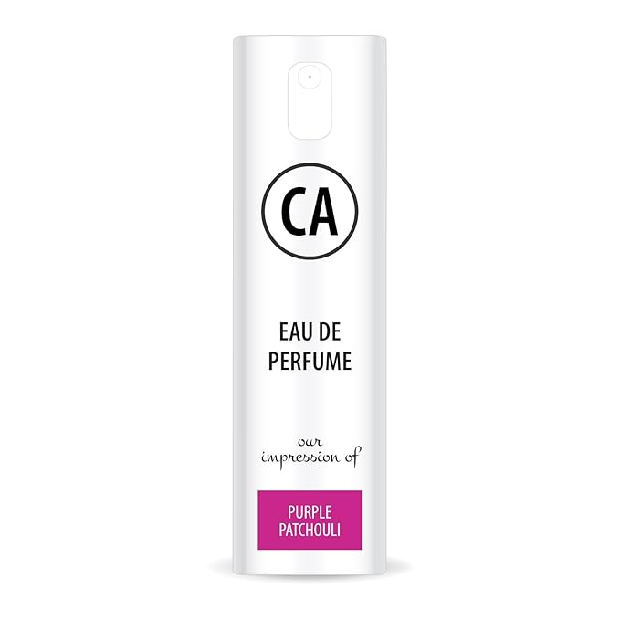 CA Perfume Impression of Purple Patchouli Unisex Eau De Parfum Floral Woody Musk Scent Long Lasting Unisex Fragrance Travel Size TSA Ready for Day and Night Wear 0.33 Fl Oz 10ml