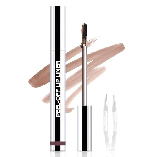 Matte Lip Stain Peel Off Lip liner with Tweezer, Dark Brown Peel Off Lip Stain, Long Lasting Waterproof Lipstick Lip Gloss Tattoo, Transfer-proof for All Skin Types, 0.12 fl oz 05#