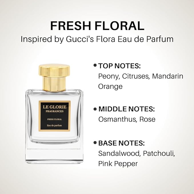 Inspired by Gucc* Flora Eau de Parfum, Fresh Floral EDP, Long Lasting 12-14 Hours Perfume Spray for Women, All Skin Types, Cruelty Free - 0.33 oz 10ml