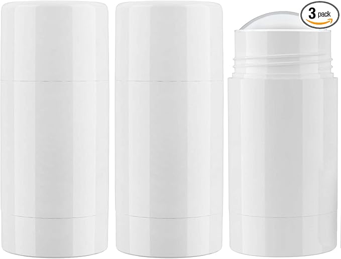 Tekson 2.5oz Empty Refillable Deodorant Containers, 3PCS Twist-UP Containers Tubes, Empty Balm Travel for Lotion Stick(White)