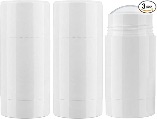 Tekson 2.5oz Empty Refillable Deodorant Containers, 3PCS Twist-UP Containers Tubes, Empty Balm Travel for Lotion Stick(White)