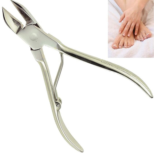 CS12 Professional 4" Fingernail Toenail Nipper/Clipper/Cutter for Manicure/Pedicure. Heavy Duty Precision Super Sharp Curved Stainless Steel 15mm Blade from Solingen Germany (Silver)