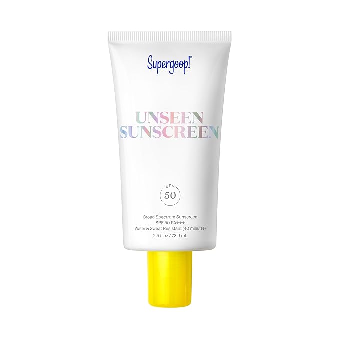 Supergoop! Unseen Sunscreen - SPF 50 - Clear & Invisible Face Sunscreen + Broad Spectrum + Makeup-Gripping Primer - Weightless, Scentless, Oil Free - For All Skin Types & Tones - 2.5 fl oz