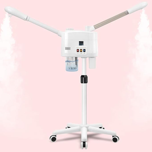 Professional Facial Steamer, 2 in 1 Face Steamer with Cold & Hot Mist, Ozone Facial Steamer with Timer Function, Stand Face Steamer Adjustable Height for Spa, Salon and at Home use