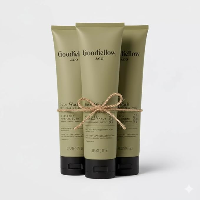 Goodfellow & Co Face Wash with Salicylic Acid – Kelp & Sea Mineral Scent – Everyday Acne & Oily Skin Cleanser – 5 fl oz (Bundle of 3)