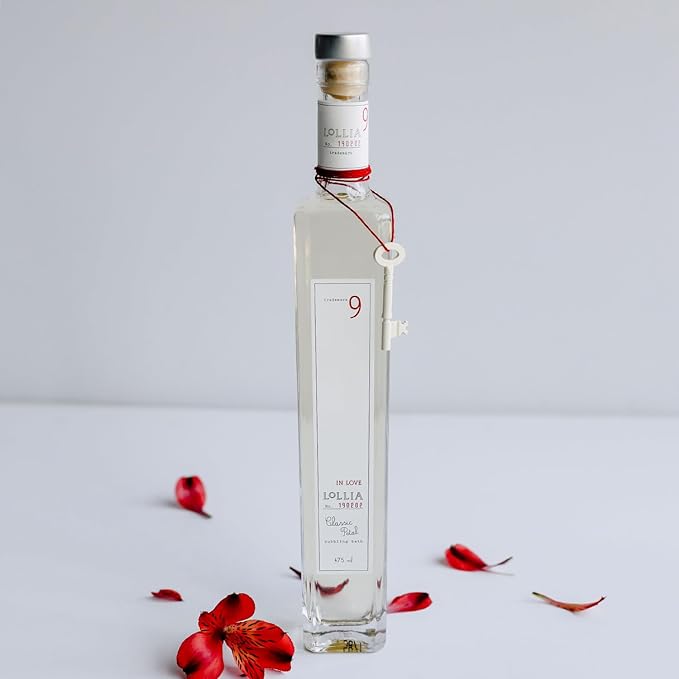 Lollia in Love Bubble Bath, 16 fl. oz., Classic Petal Scent, Gentle & Moisturizing Bubbling Liquid Soap for Women, Hydrating Ingredients, Luxury Beauty Care