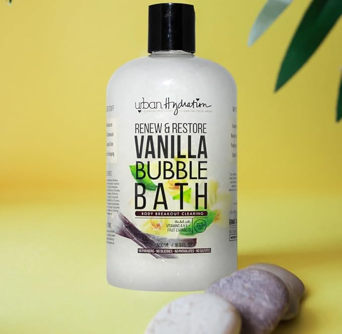 Urban Hydration Renew & Restore Vanilla Bubble Bath, 16.9oz – Moisturizing & Hydrating with Coconut Oil – Sulfate, Paraben, Dye & Polybead Free – Gentle & Suitable for Sensitive Skin