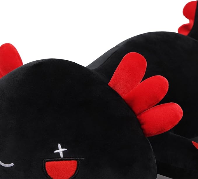 Black Axolotl Plush Pillow Cute and Soft Axolotl Stuffed Animal Kawaii Plushie Toy Great Gift for Kids, 12"