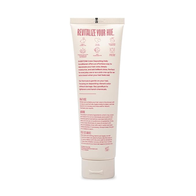 Overtone Daily Color Depositing Conditioner - 4.5oz Temporary Coloring Conditioner w/Shea Butter & Coconut Oil - Refresh Color & Prevent Fading - Vegan & Cruelty-Free, Pink for Brown is Rapsberry Pink