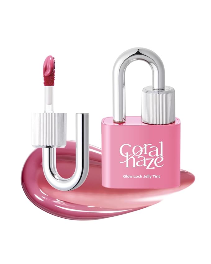 CORLAHAZE Glow Lock Jelly Tint 115 Wish 4g, Hydrating Jelly Glow Lip Stain, Glass-Like Shine Lip Gloss, Long-Lasting Color, Moisturizing Lip Enhancer, Collectible Lock-Shaped Design, Korean Makeup