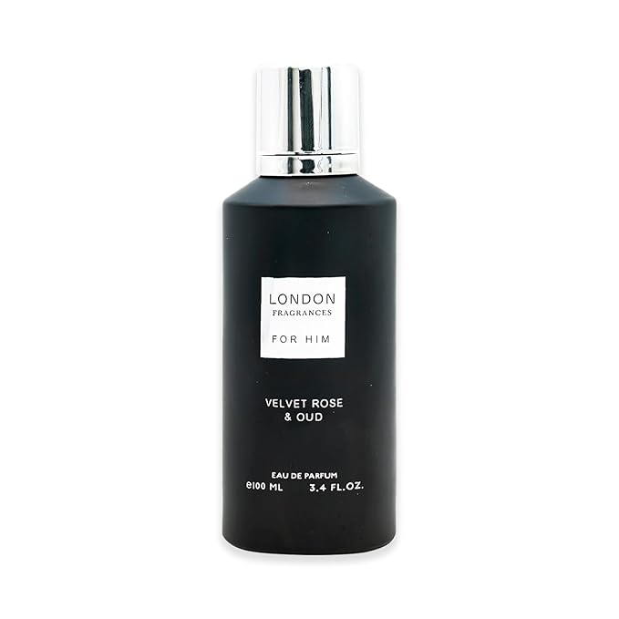 London Fragrances - Velvet Rose and Oud - Bergamot, Patchouli, Sandalwood Cologne for Men - Long Lasting Perfume for Men - 3.4 oz