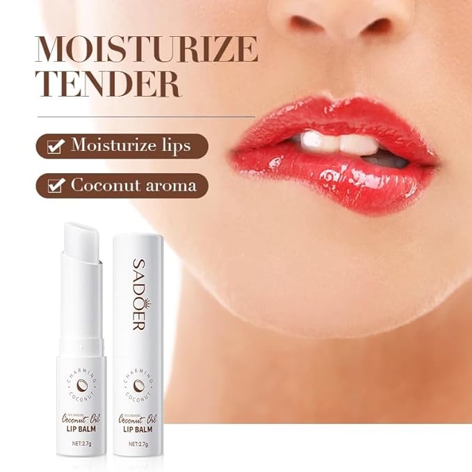 Sadoer Coconut Oil Lip Balm - Hydrating, Soothing, Long-Lasting Protection, All-Season Protection