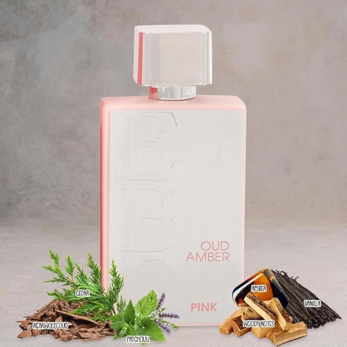 Oud Amber Pink Perfume for Women Eau De Parfum, Luxury Fragrance with Woody Notes and Cedar, 3.4 fl.oz/100ml