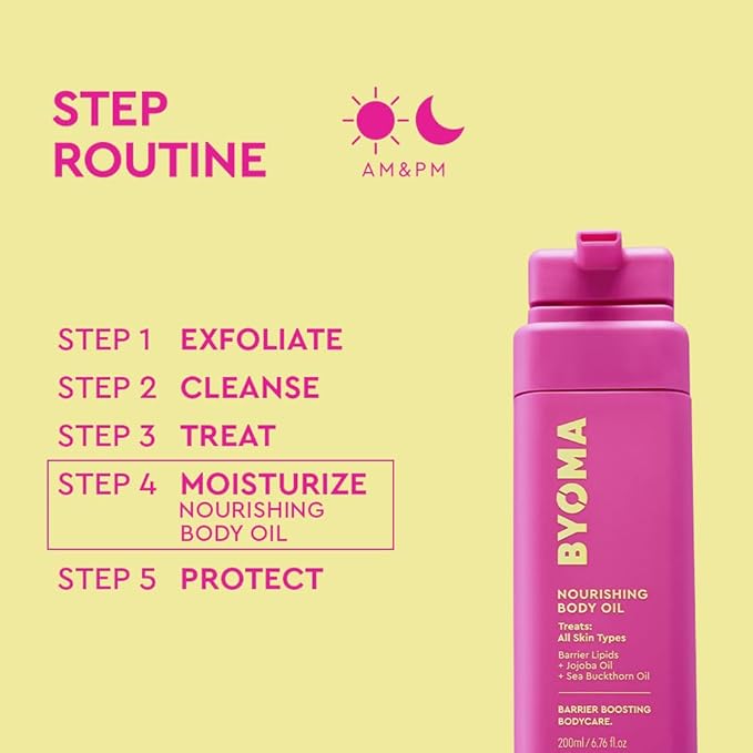 BYOMA Nourishing Body Oil - For All Skin Types - Lightweight, Fast-Absorbing Body Oil with Jojoba & Seabuckthorn - Hydrates, Brightens & Restores Skin Barrier - 6.76 fl oz