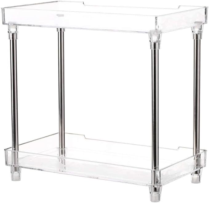 Bathroom Organizer Countertop, 2-Tier Vanity Tray Corner Shelf for Makeup Cosmetic Perfume Skincare Bathroom Supplies and More, Multi-Functional Acrylic Organizer in Vanity Dresser Bathroom