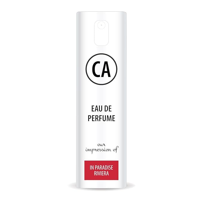 CA Perfume Impression of In Paradise Riviera Unisex Eau De Parfum Floral Woody Musk Scent Long Lasting Unisex Fragrance Travel Size TSA Ready for Day and Night Wear 0.33 Fl Oz 10ml