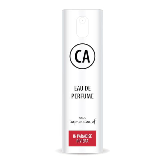 CA Perfume Impression of In Paradise Riviera Unisex Eau De Parfum Floral Woody Musk Scent Long Lasting Unisex Fragrance Travel Size TSA Ready for Day and Night Wear 0.33 Fl Oz 10ml