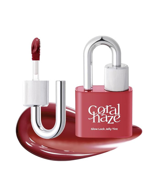 CORLAHAZE Glow Lock Jelly Tint 110 Chilling 4g, Hydrating Jelly Glow Lip Stain, Glass-Like Shine Lip Gloss, Long-Lasting Color, Moisturizing Lip Enhancer, Collectible Lock-Shaped Design, Korean Makeup
