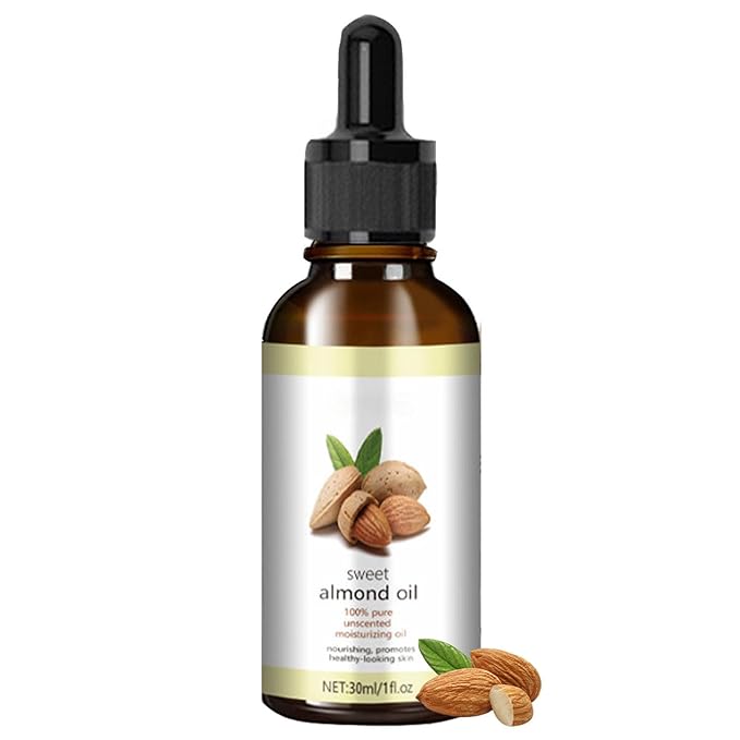 Sweet Almond Oil, Organic Sweet Almond Oil for Face, Skin, Body, Hair, Massage, Nails, Moisturizing and Softening Skin, Anti-Aging, Reduce Fine Lines, 100% Cold Pressed Sweet Almond Oil