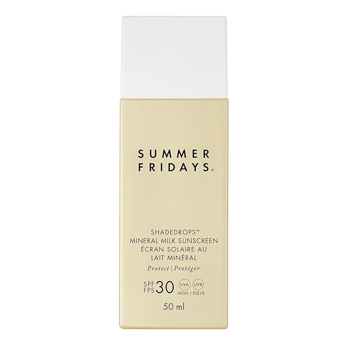 Summer Fridays ShadeDrops Broad Spectrum SPF 30 Mineral Milk Face Sunscreen with Zinc Oxide - Lightweight, Moisturizing Formula with a Soft, Natural Finish (1.7 Fl Oz)