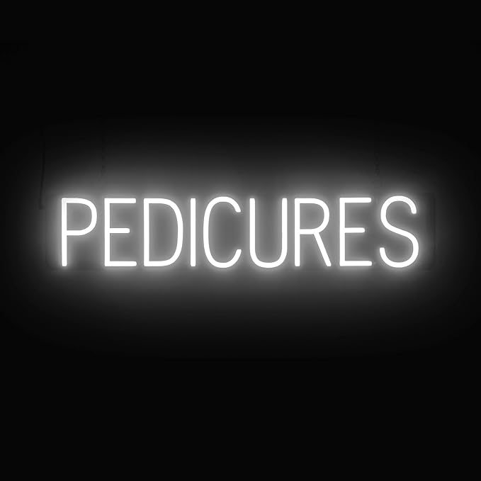 SpellBrite PEDICURES Sign | Nail Salon-Related Sign with Neon Look, White LED Light Source | 31.7" x 6.3"