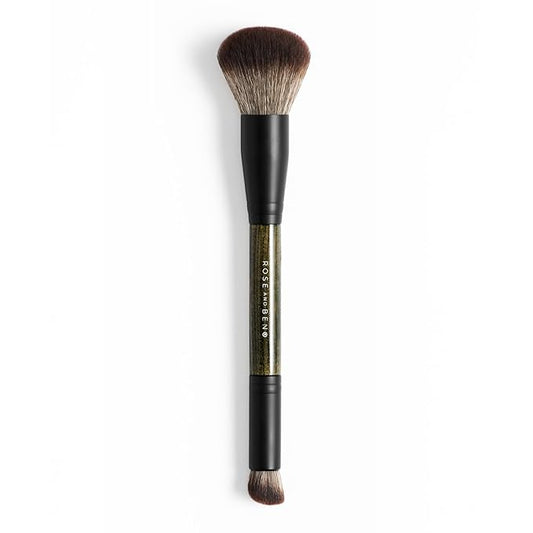 Rose and Ben Beauty D2 Concealer & Complexion Brush | Dual-Ended Design for Seamless Blending | Buffing & Setting for Cream, Liquid, and Powder Makeup | Cruelty-Free Fibers