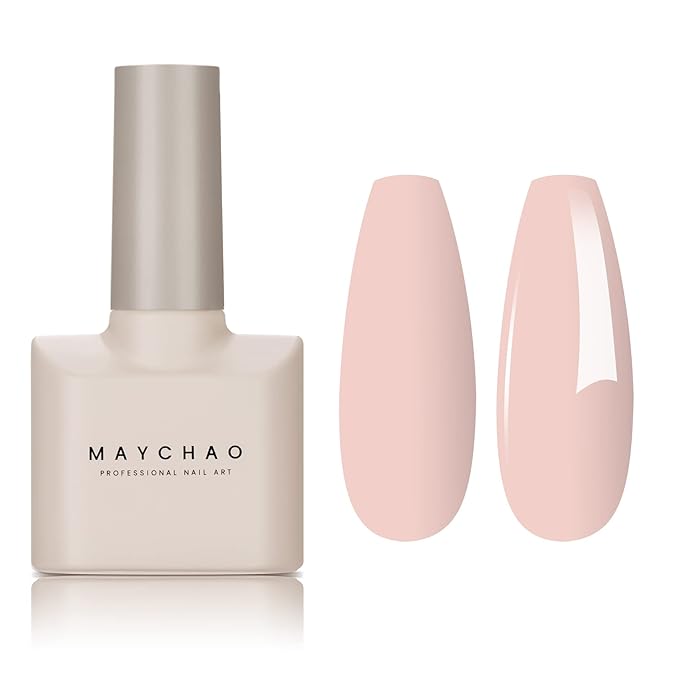MAYCHAO 15ML Light Pink Gel Nail Polish 1Pc Peach Pink Gel Polish Soak Off UV LED Nail Polish Nail Art Starter Manicure Salon DIY at Home, 0.5 OZ