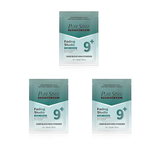 PURESTYLE 3Packs(150g) Professional Ammonia-Free Hair Bleach Powder, Bleach Blonde Hair Color Dye, Over 9 Levels Blue Fade Technology, Gentle Quick Bleach Lightener